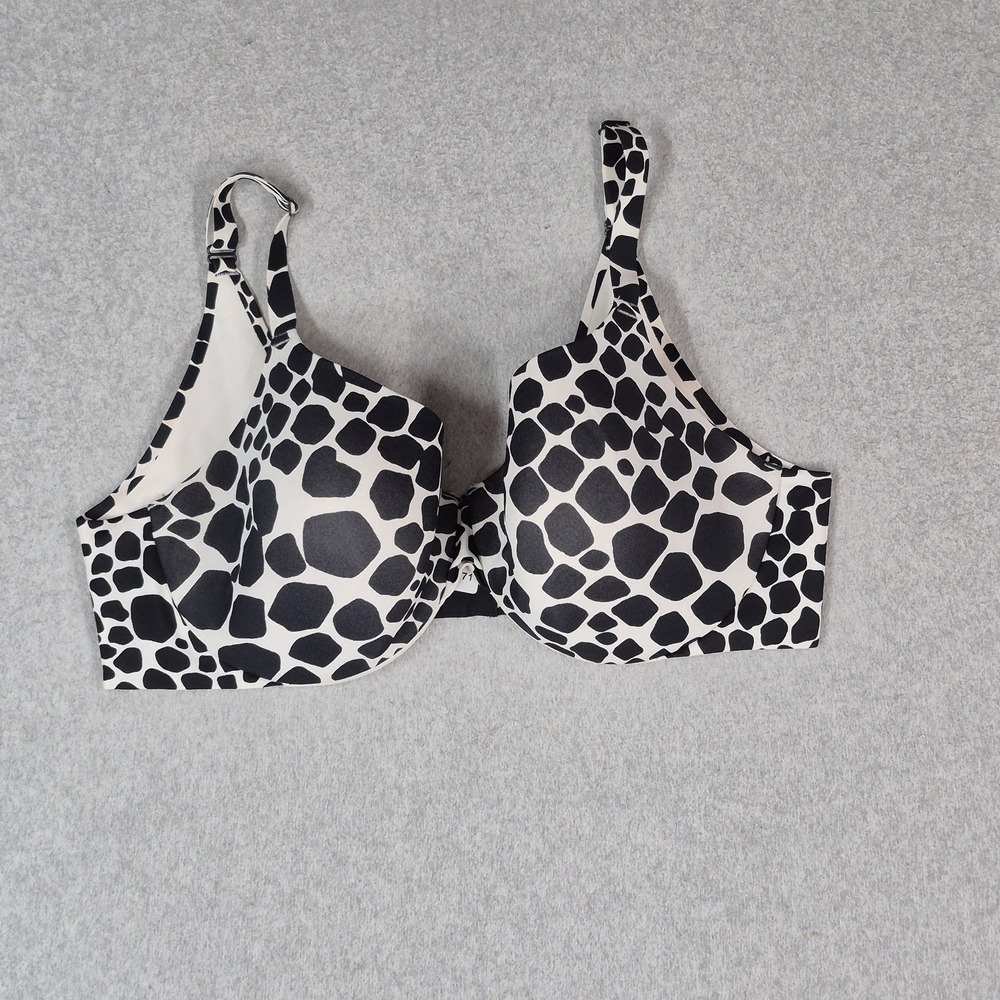 Cacique Women Bra 42DD Black Animal Print T Shirt Underwired Strap READ